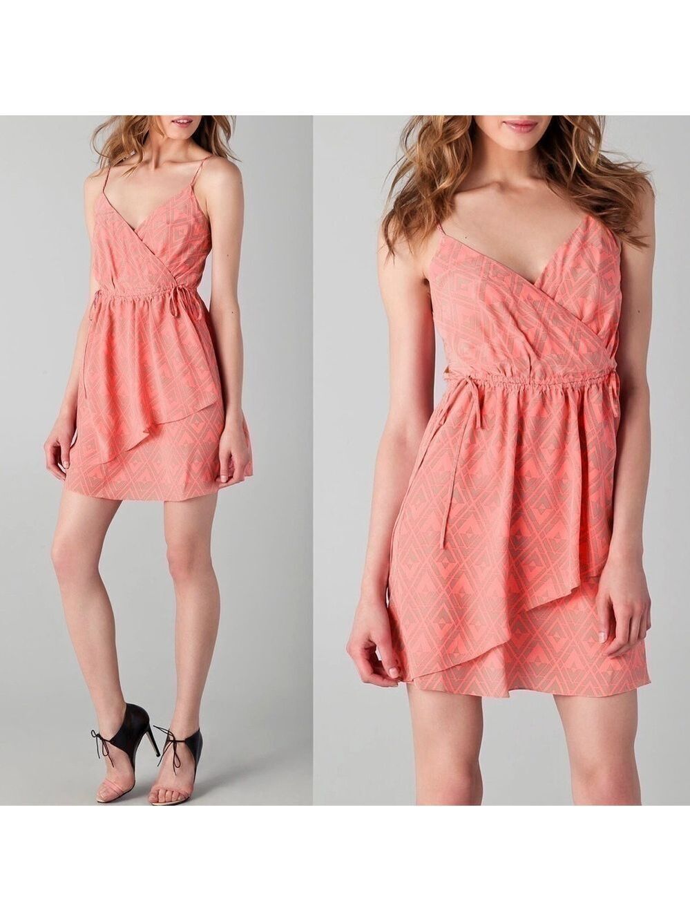 Rebecca Taylor Silk Print Faux Wrap Dress